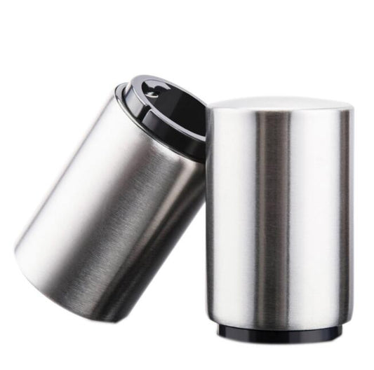 Abridor de Garrafas em Aço Inox com Apertador de Latas 2 em 1