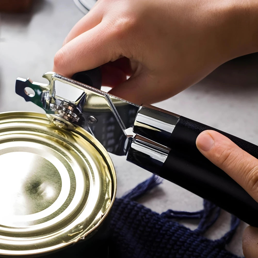 Abridor de Latas e Garrafas 3 em 1 Profissional - Aço Inox Premium com Design Ergonômico