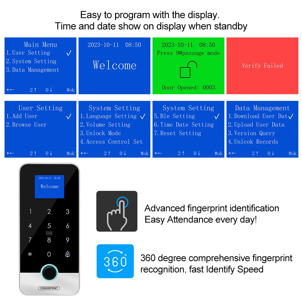 Fechadura Digital Biométrica Inteligente - Biometria, RFID e Senha | À Prova D'água IP65 e Controle via App