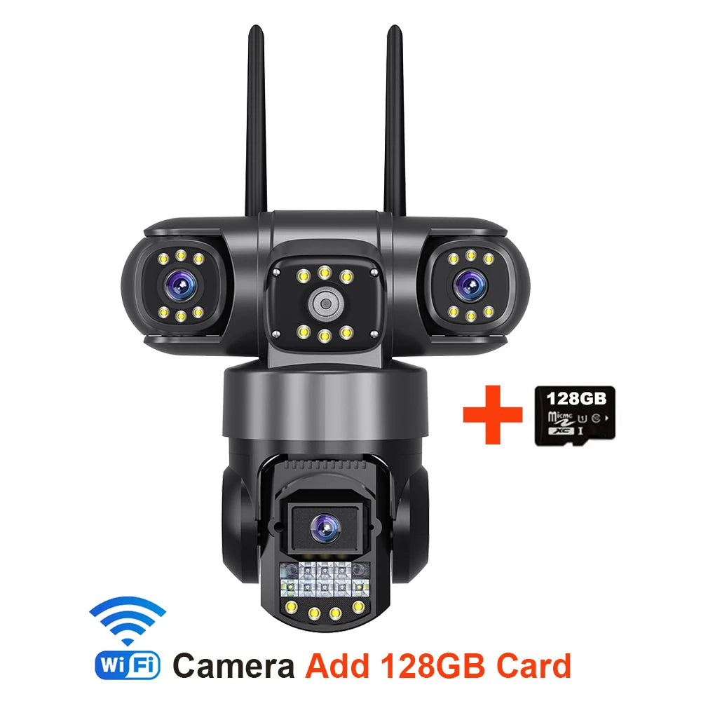 Câmera de Segurança Inteligente V380 Pro 6K - Lente Tripla, Visão Noturna e Wi-Fi Externo À Prova D'água