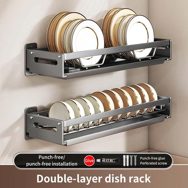 Escorredor de Louças Suspenso Premium - Aço Carbono com Drenagem e Porta Talheres