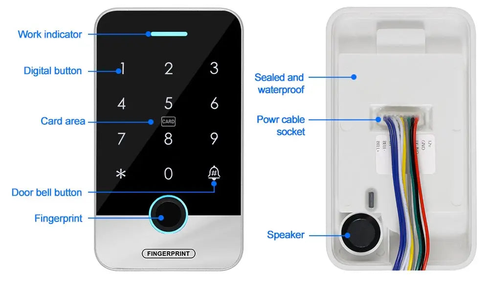 Fechadura Digital Biométrica Inteligente - Biometria, RFID e Senha | À Prova D'água IP65 e Controle via App