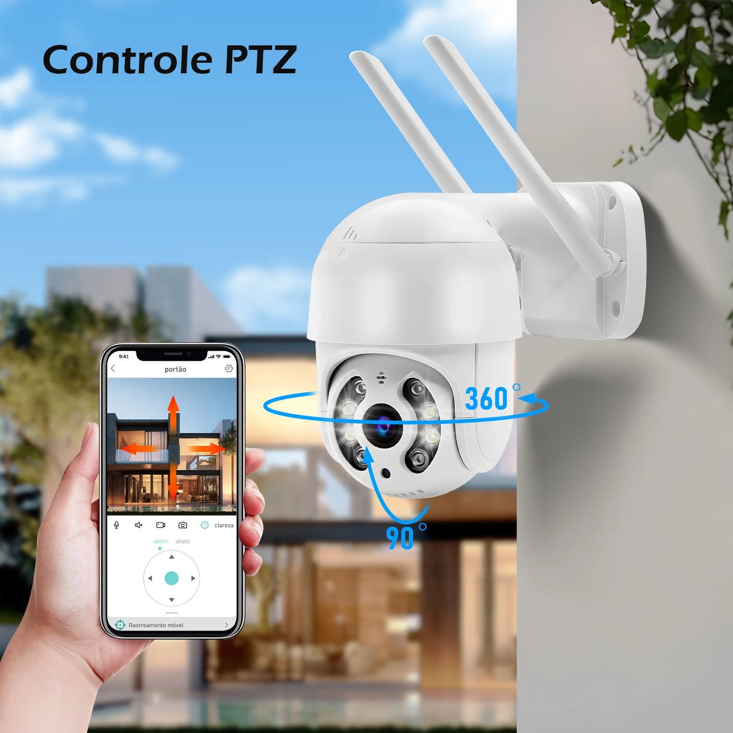 Câmera de Segurança Inteligente Icsee 4K Ultra HD - Lente Dupla, Visão Noturna Colorida e Wi-Fi Externo À Prova D'água (Linha Águia)