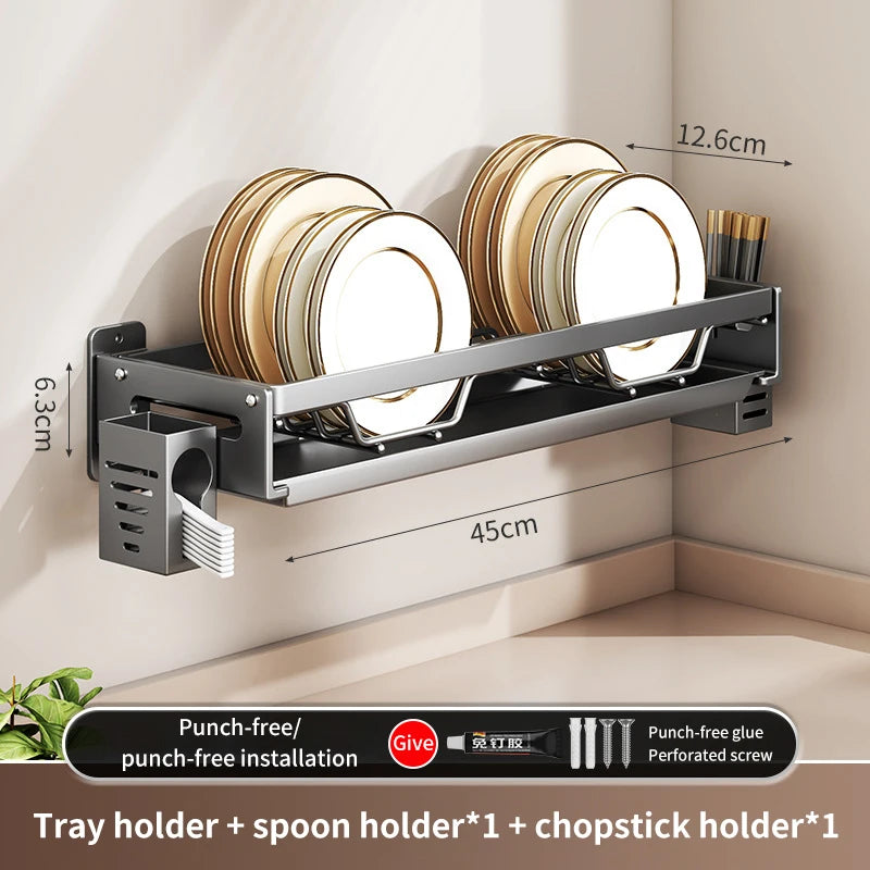 Escorredor de Louças Suspenso Premium - Aço Carbono com Drenagem e Porta Talheres