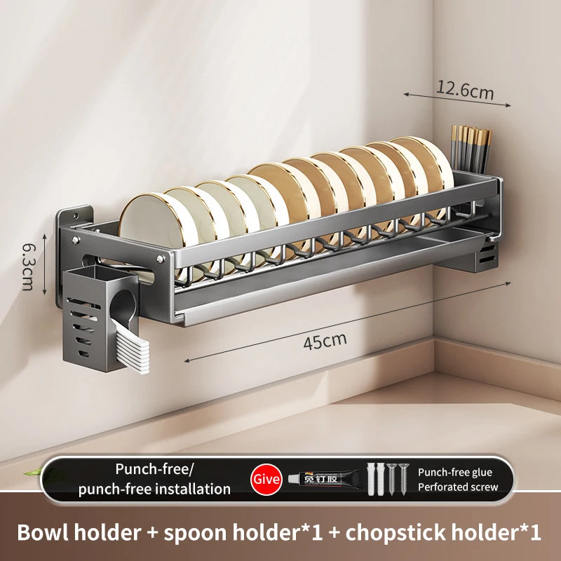 Escorredor de Louças Suspenso Premium - Aço Carbono com Drenagem e Porta Talheres