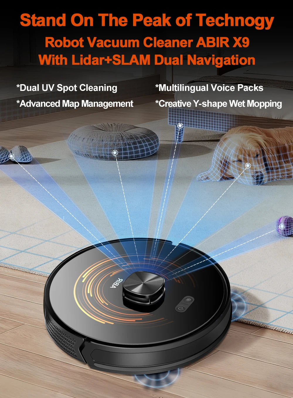 Robô Aspirador Inteligente Linha Premium Águia - Navegação Laser LiDAR, Sucção 6500Pa e Esterilização UV