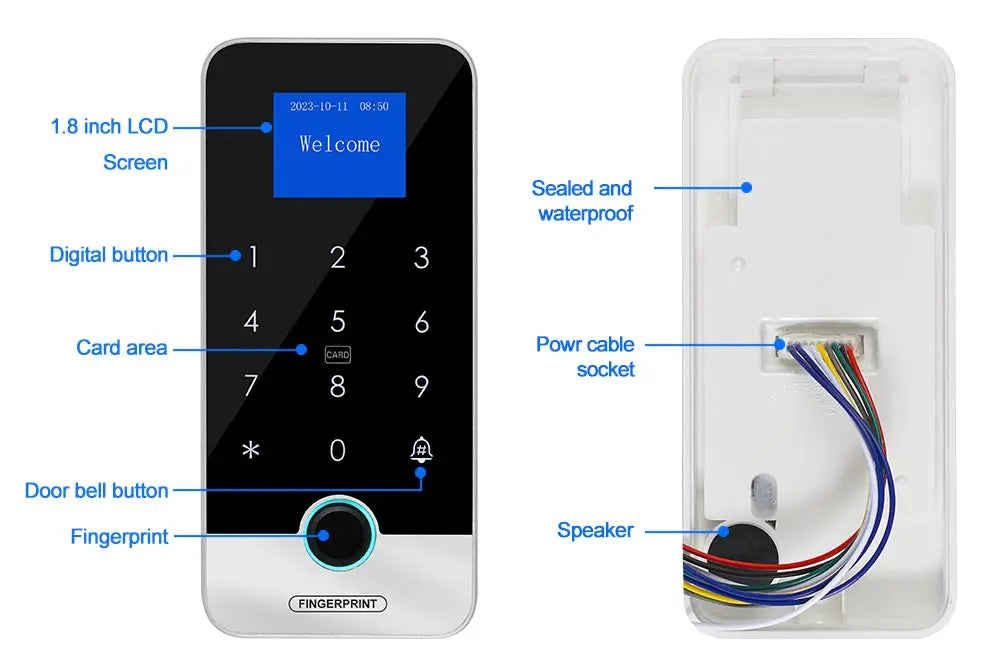 Fechadura Digital Biométrica Inteligente - Biometria, RFID e Senha | À Prova D'água IP65 e Controle via App