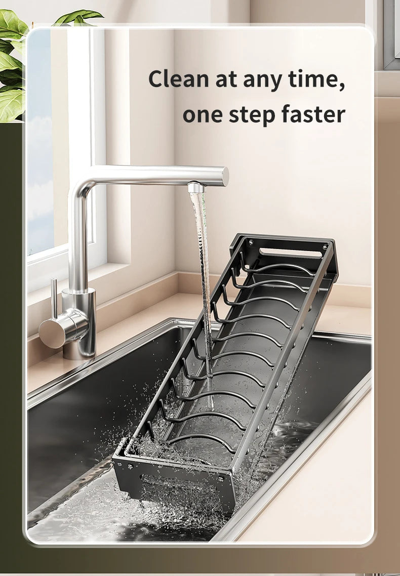 Escorredor de Louças Suspenso Premium - Aço Carbono com Drenagem e Porta Talheres