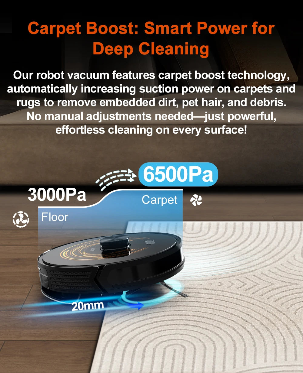 Robô Aspirador Inteligente Linha Premium Águia - Navegação Laser LiDAR, Sucção 6500Pa e Esterilização UV