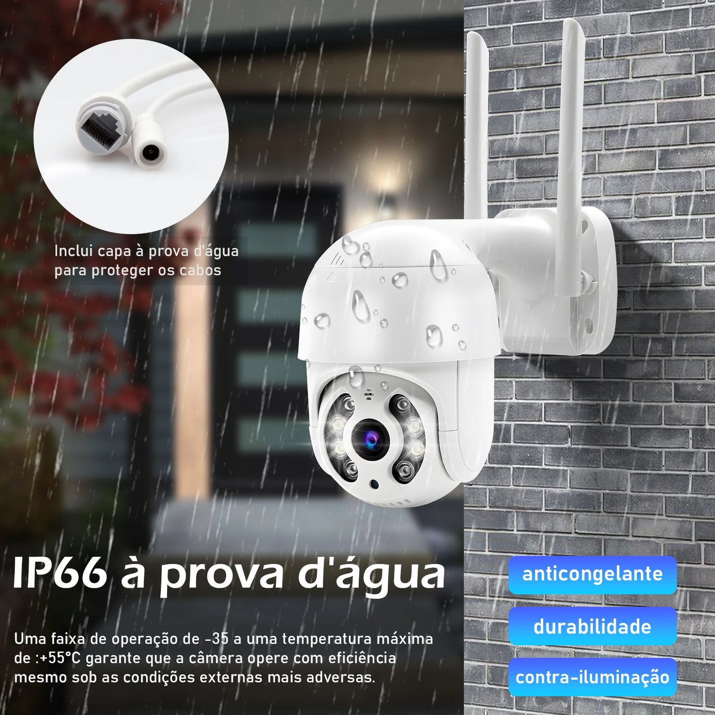 Câmera de Segurança Inteligente Icsee 4K Ultra HD - Lente Dupla, Visão Noturna Colorida e Wi-Fi Externo À Prova D'água (Linha Águia)