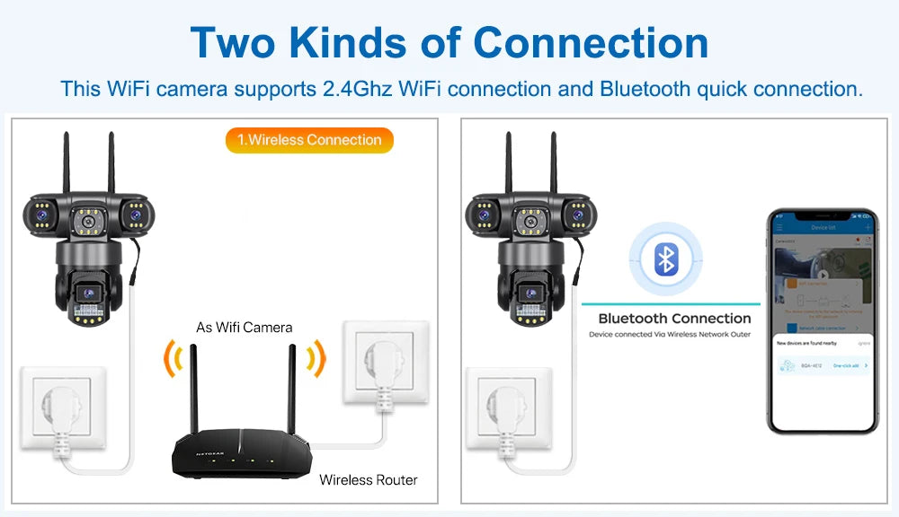Câmera de Segurança Inteligente V380 Pro 6K - Lente Tripla, Visão Noturna e Wi-Fi Externo À Prova D'água