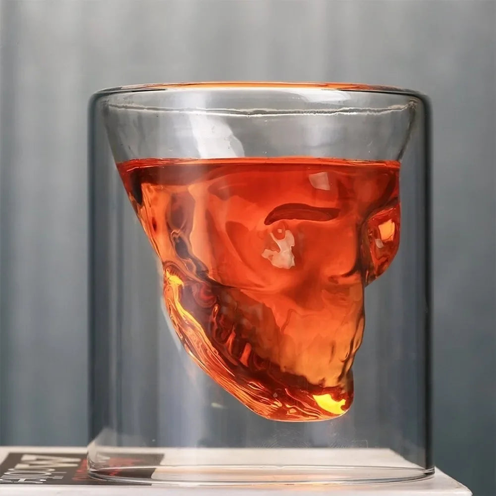 Kit 4 Copos Skull Crystal - Vidro Duplo Premium para Whisky e Drinks