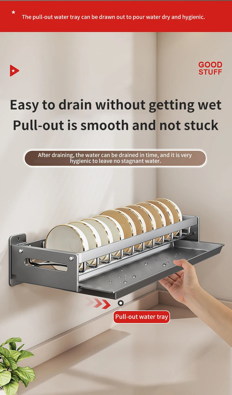 Escorredor de Louças Suspenso Premium - Aço Carbono com Drenagem e Porta Talheres