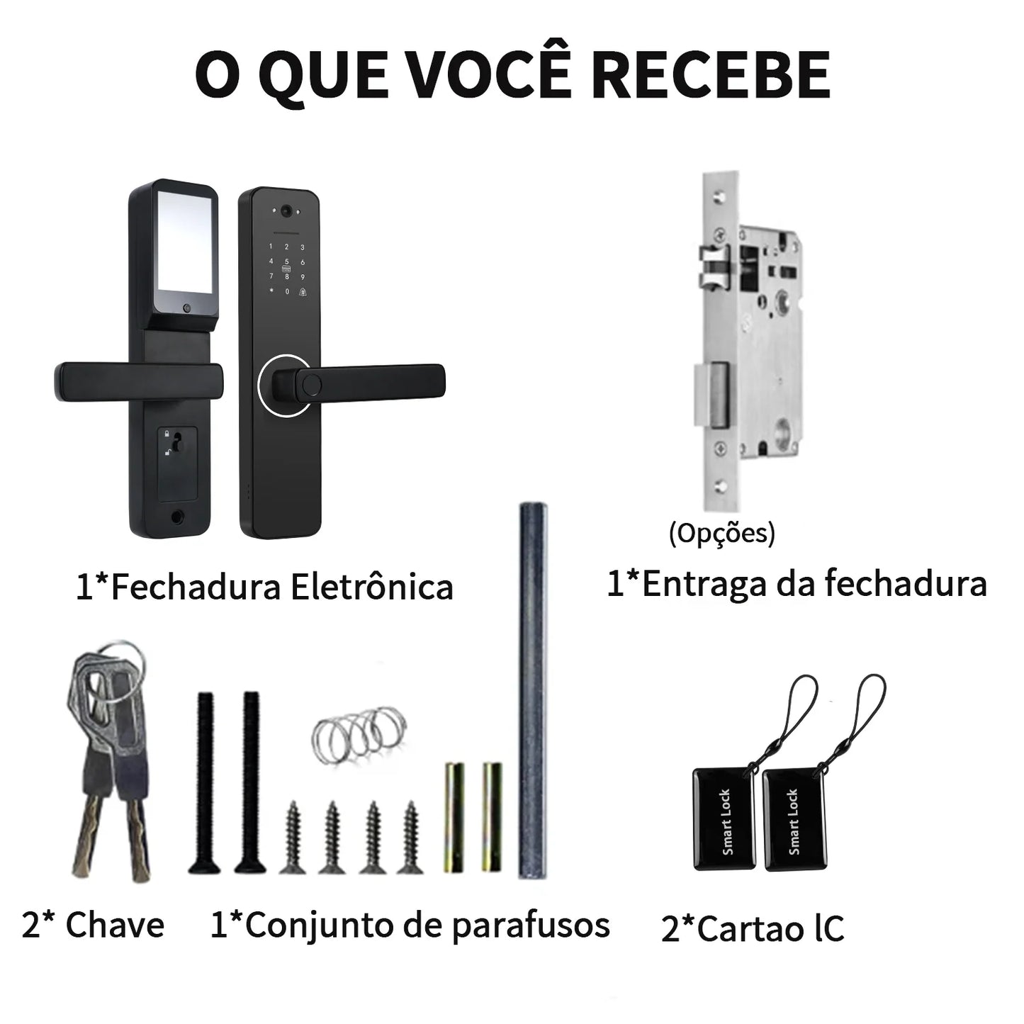 Fechadura Digital Biométrica Inteligente Linha Premium Águia - Voz em Português, Wi-Fi, Biometria, Senha e RFID