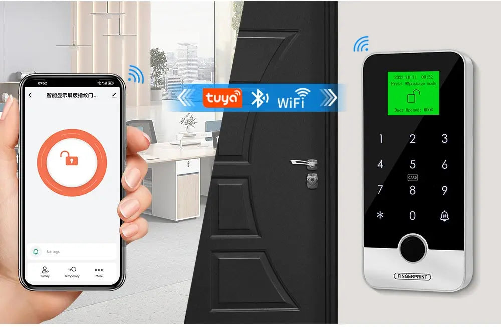 Fechadura Digital Biométrica Inteligente - Biometria, RFID e Senha | À Prova D'água IP65 e Controle via App