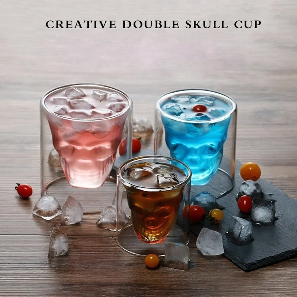 Kit 4 Copos Skull Crystal - Vidro Duplo Premium para Whisky e Drinks