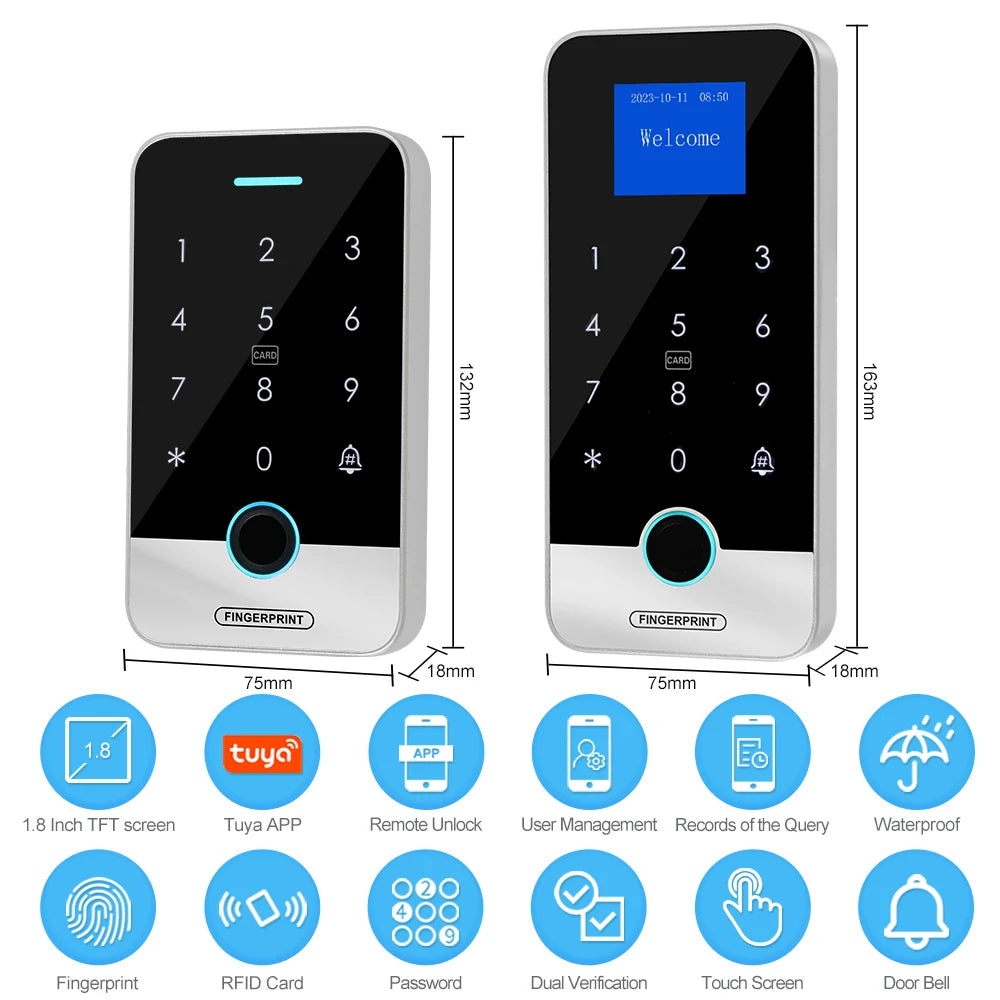 Fechadura Digital Biométrica Inteligente - Biometria, RFID e Senha | À Prova D'água IP65 e Controle via App