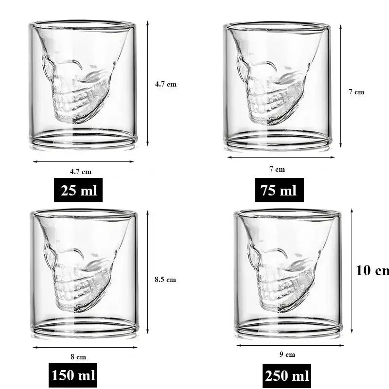 Kit 4 Copos Skull Crystal - Vidro Duplo Premium para Whisky e Drinks