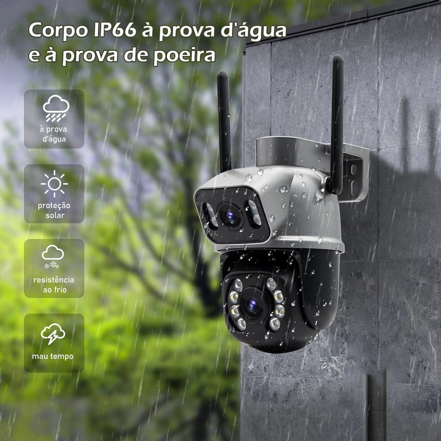 Câmera de Segurança Inteligente Icsee 4K Ultra HD - Lente Dupla, Visão Noturna Colorida e Wi-Fi Externo À Prova D'água (Linha Águia)