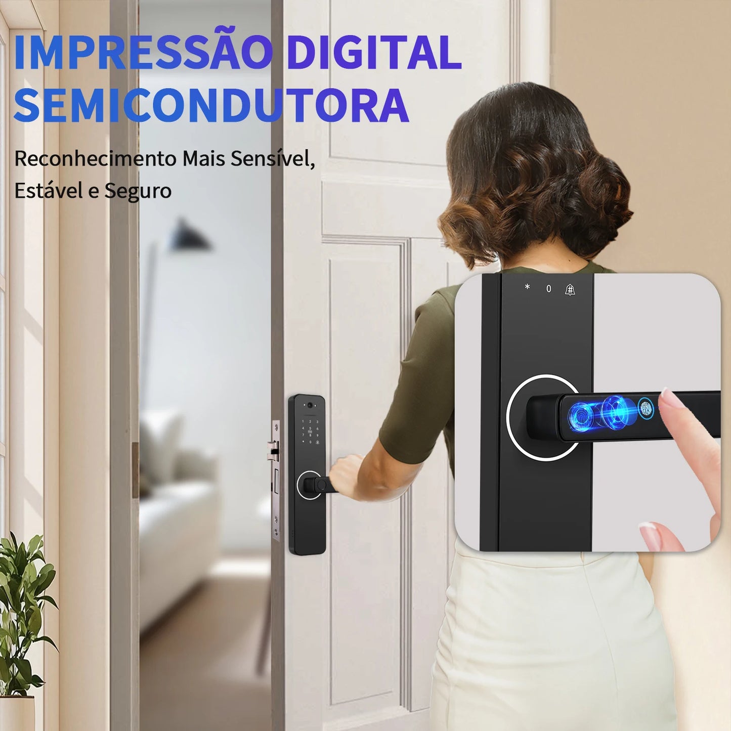 Fechadura Digital Biométrica Inteligente Linha Premium Águia - Voz em Português, Wi-Fi, Biometria, Senha e RFID