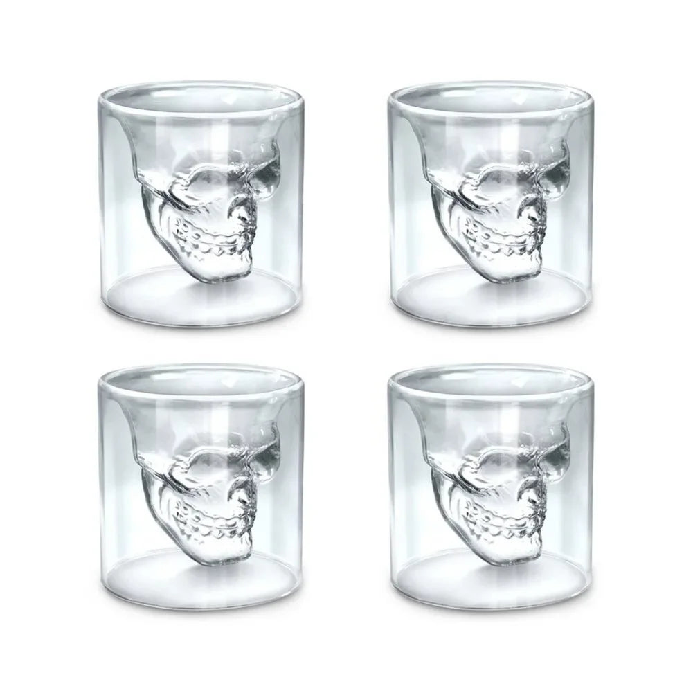 Kit 4 Copos Skull Crystal - Vidro Duplo Premium para Whisky e Drinks