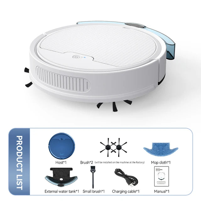 Robô Aspirador Inteligente 3 em 1: Aspira, Varre e Passa Pano | Limpeza Programada e Silenciosa para Casa Conectada