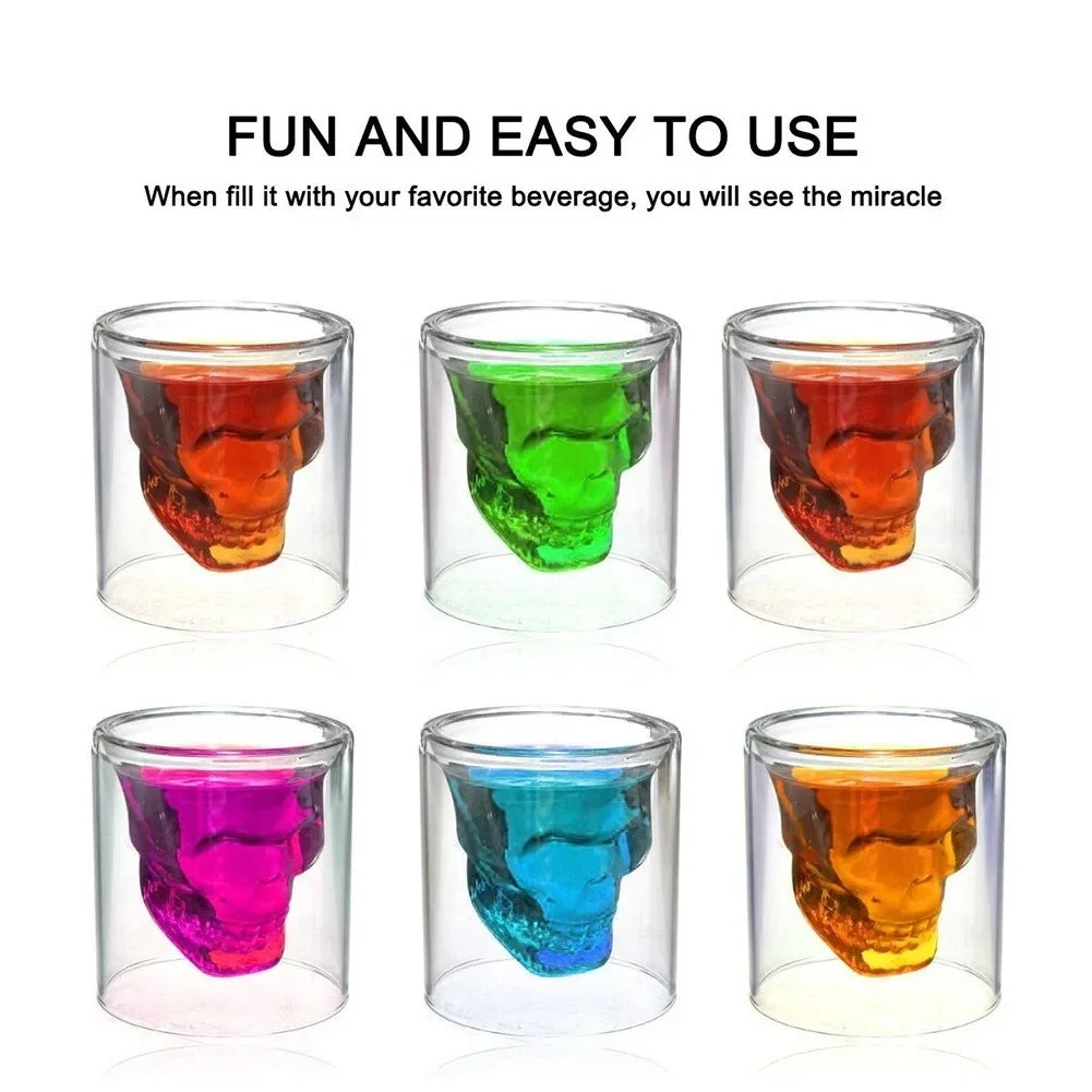 Kit 4 Copos Skull Crystal - Vidro Duplo Premium para Whisky e Drinks