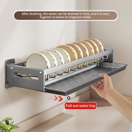 Escorredor de Louças Suspenso Premium - Aço Carbono com Drenagem e Porta Talheres