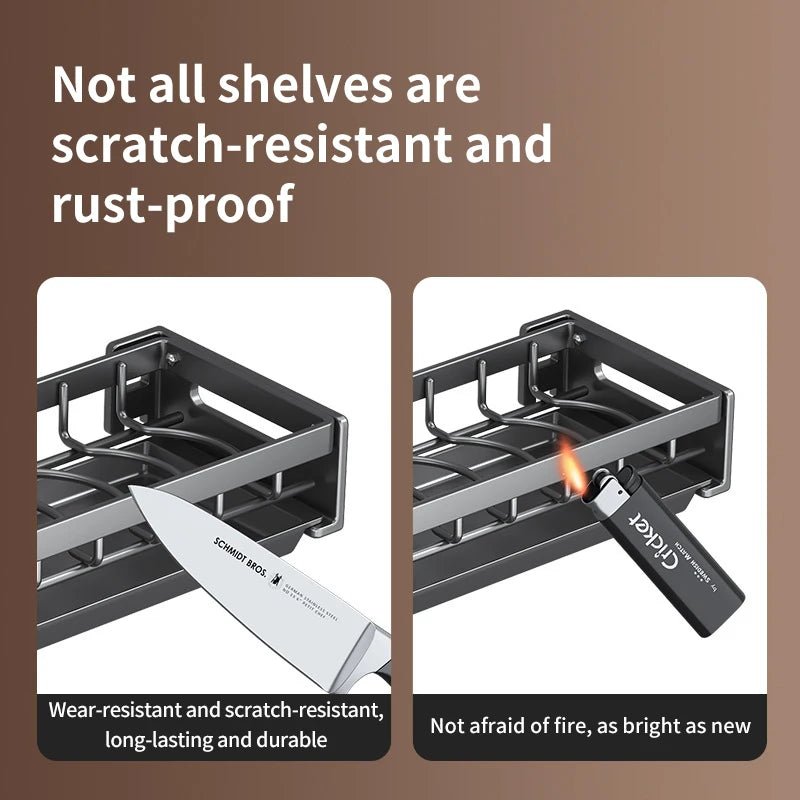 Escorredor de Louças Suspenso Premium - Aço Carbono com Drenagem e Porta Talheres