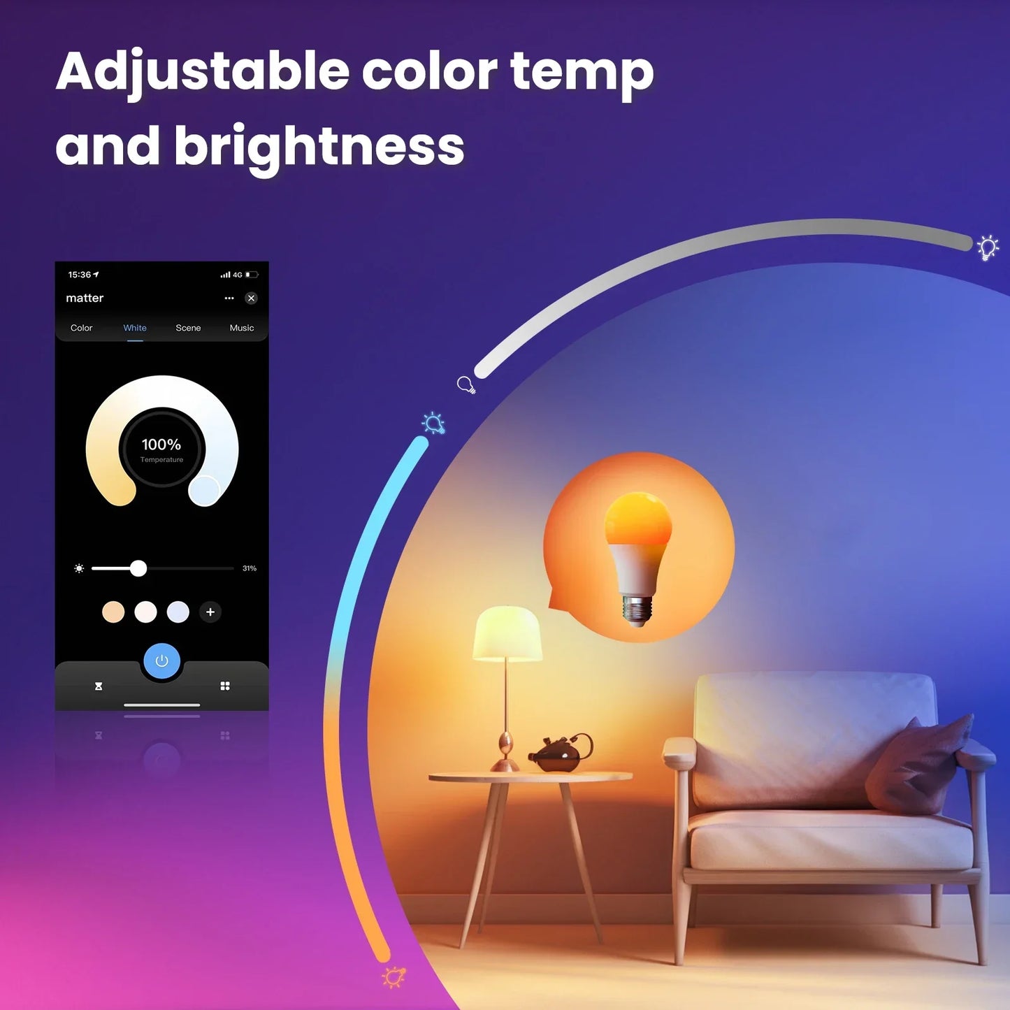 Lâmpada Inteligente WiFi RGB+CW 9W E27 – Compatível com Alexa, Google Home e Apple HomeKit
