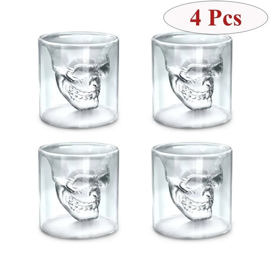Kit 4 Copos Skull Crystal - Vidro Duplo Premium para Whisky e Drinks