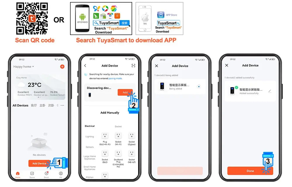 Fechadura Digital Biométrica Inteligente - Biometria, RFID e Senha | À Prova D'água IP65 e Controle via App