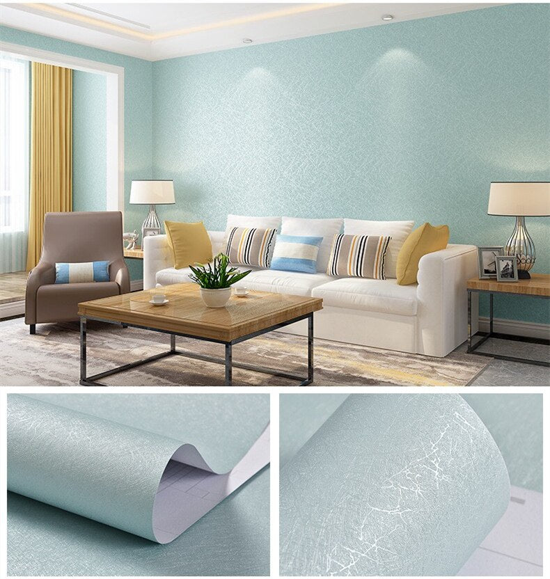 Auto-adesivo papel de parede impermeável cor sólida padrão sala de estar quarto
