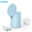 Anker 623 Magnetic Carregador Magnético sem Fio Anker Carregador magnético sem fio, estação de carregamento sem fio 623 MagGo 2 em 1 com carregador USB-C de 20 W, para iPhone 13/13 Pro Max / 13 Mini/ 12/12 Pro, AirPods Pro (cinza interestelar)
