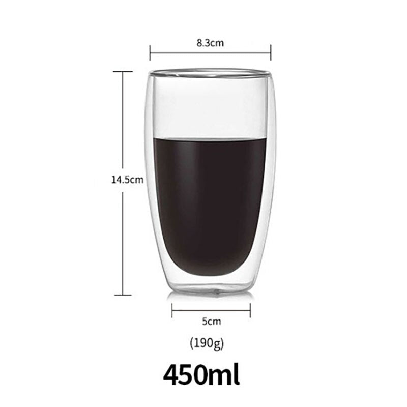 80 / 150 / 250 / 350 / 450 / 650ml Copo / Xícara / Caneca - Dupla Parede Com Isolamento de Vidro