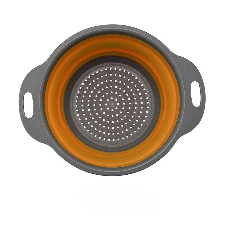 Escorredor de Silicone Para Frutas Vegetais e Macarrão - Cesta de Lavagem Dobrável com Alça