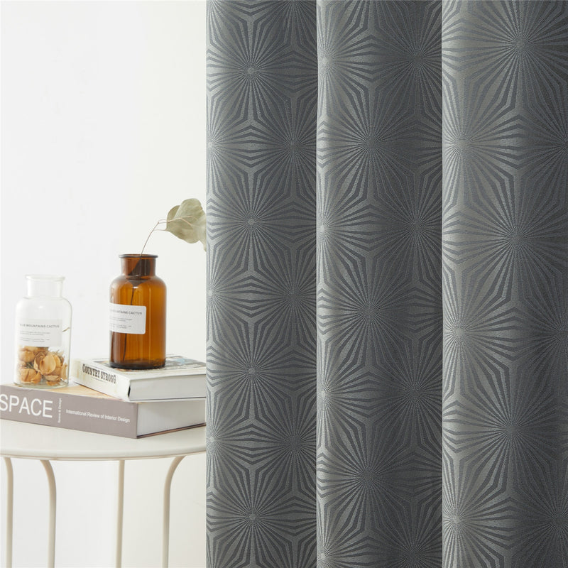 Cortina Padrão Geométrico para Quarto e Sala de Jacquard Elegant Luxury Blackout