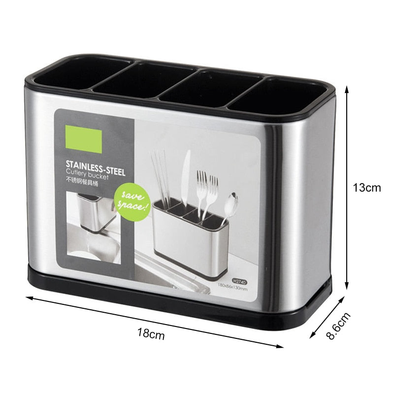 Novo Escorredor de talheres em aço inoxidável sistema de drenagem no fundo