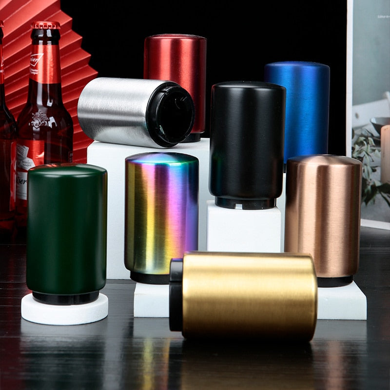 Abridor de garrafa automático criativo em aço inoxidável pressione para abrir