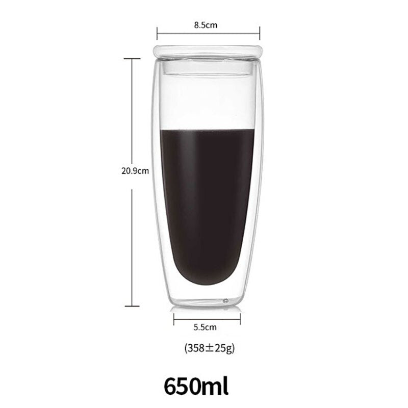 80 / 150 / 250 / 350 / 450 / 650ml Copo / Xícara / Caneca - Dupla Parede Com Isolamento de Vidro