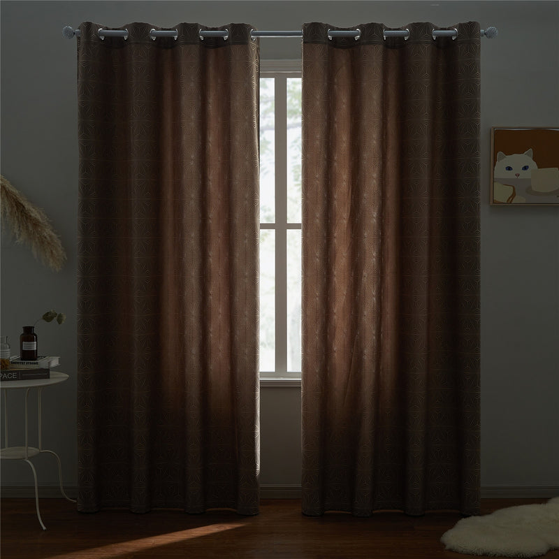 Cortina Padrão Geométrico para Quarto e Sala de Jacquard Elegant Luxury Blackout