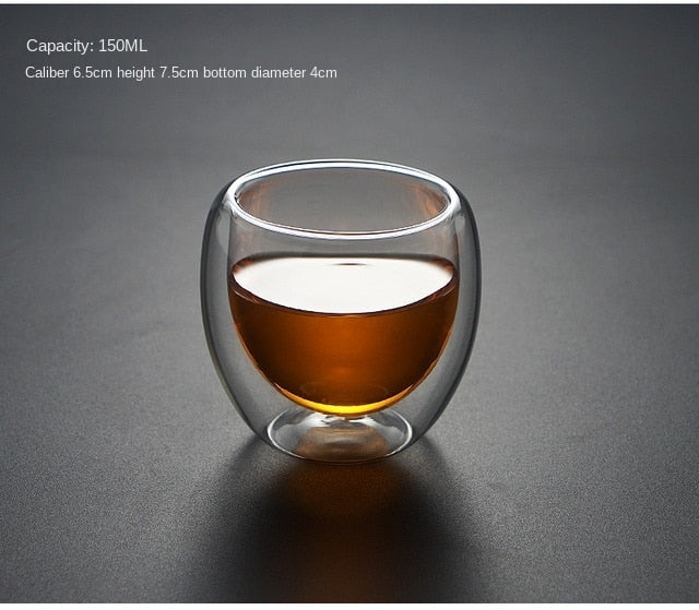 Copo de vidro drinken transparente 80/150/250/350/450 ml dupla camada