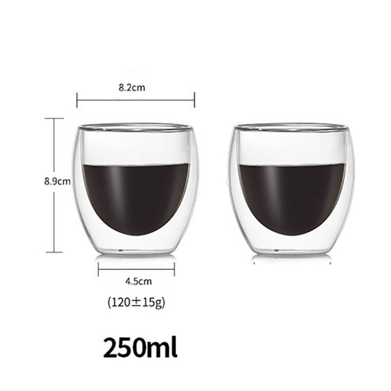 80 / 150 / 250 / 350 / 450 / 650ml Copo / Xícara / Caneca - Dupla Parede Com Isolamento de Vidro