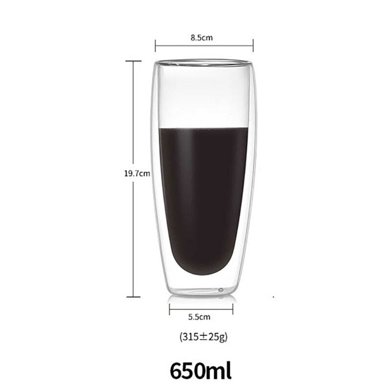80 / 150 / 250 / 350 / 450 / 650ml Copo / Xícara / Caneca - Dupla Parede Com Isolamento de Vidro