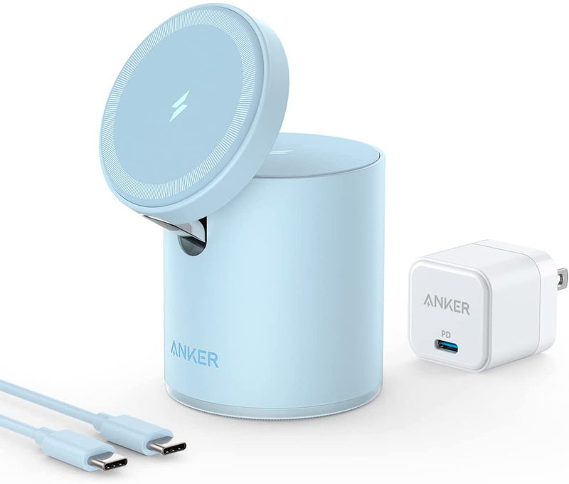 Anker 623 Magnetic Carregador Magnético sem Fio Anker Carregador magnético sem fio, estação de carregamento sem fio 623 MagGo 2 em 1 com carregador USB-C de 20 W, para iPhone 13/13 Pro Max / 13 Mini/ 12/12 Pro, AirPods Pro (cinza interestelar)