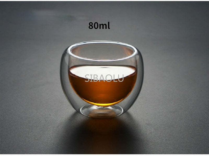 Copo de vidro drinken transparente 80/150/250/350/450 ml dupla camada