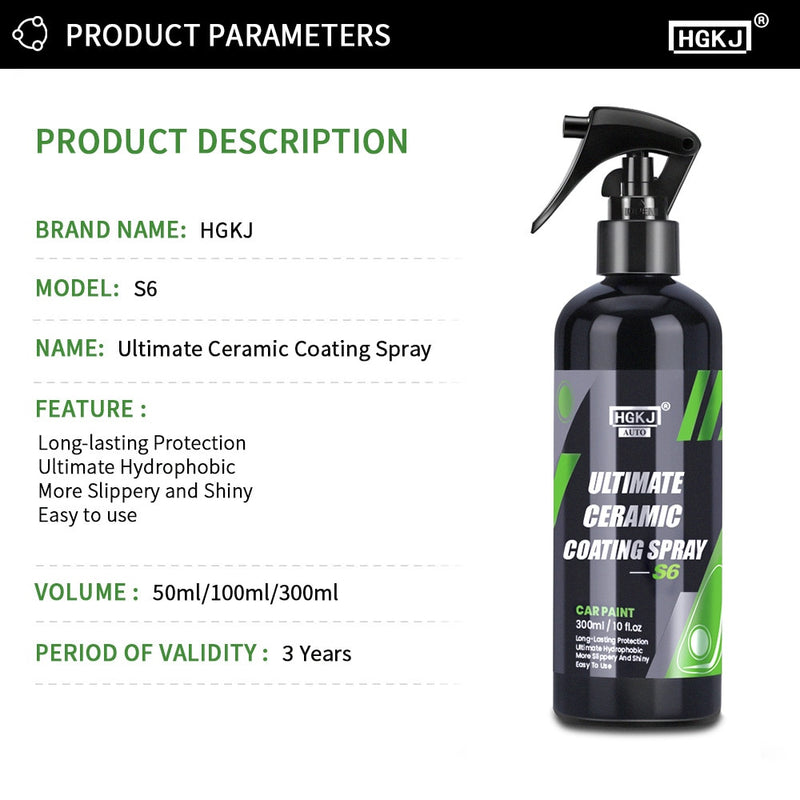 Spray Revestimento Cerâmico para automóveis Polimento 50/100/300ml nano hidrofóbico kit de cuidados carro