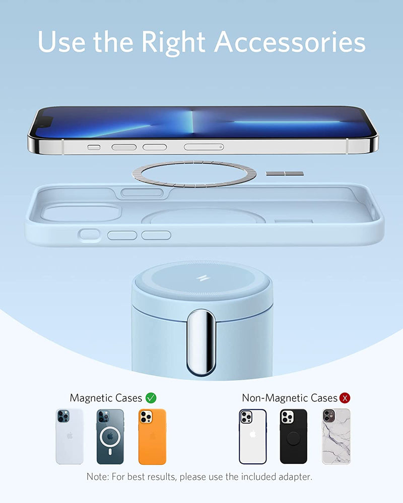 Anker 623 Magnetic Carregador Magnético sem Fio Anker Carregador magnético sem fio, estação de carregamento sem fio 623 MagGo 2 em 1 com carregador USB-C de 20 W, para iPhone 13/13 Pro Max / 13 Mini/ 12/12 Pro, AirPods Pro (cinza interestelar)