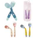 Kit Colher Garfo macio dobrável de silicone utensílios de mesa criança treinamento alimentação